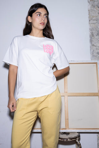 T-shirt délavé Love Love Love col rond