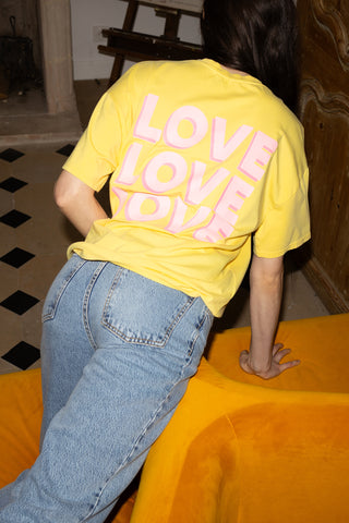 T-shirt délavé Love Love Love col rond