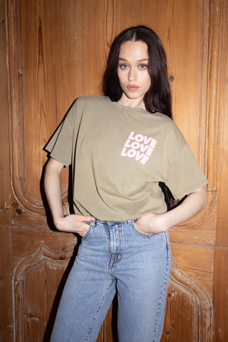 T-shirt délavé Love Love Love col rond