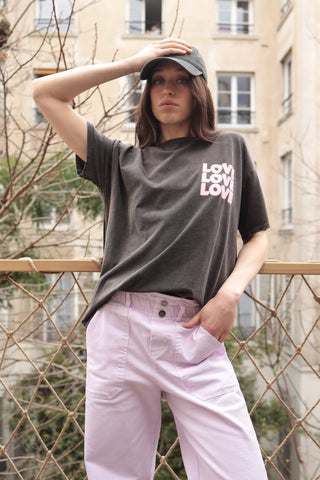 T-shirt délavé Love Love Love col rond