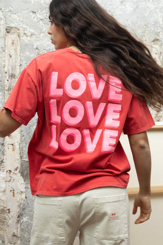 T-shirt délavé Love Love Love col rond
