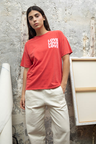 T-shirt délavé Love Love Love col rond