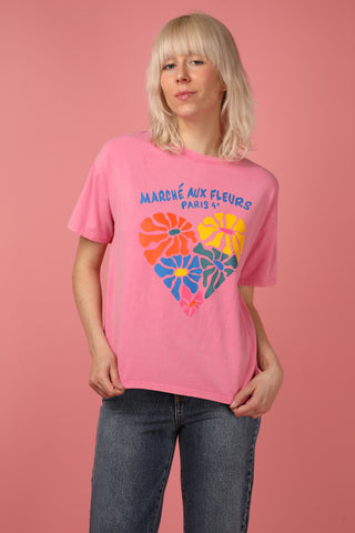 T-shirt délavé Marché Aux Fleurs col rond