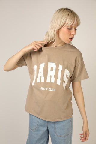 T-shirt délavé Paris col rond