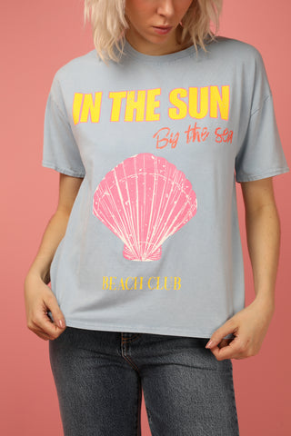 T-shirt délavé Shell col rond