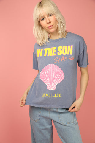 T-shirt délavé Shell col rond