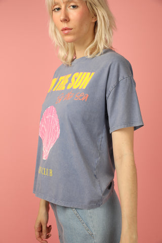 T-shirt délavé Shell col rond