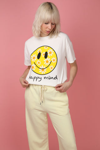 T-shirt délavé Smiley col rond