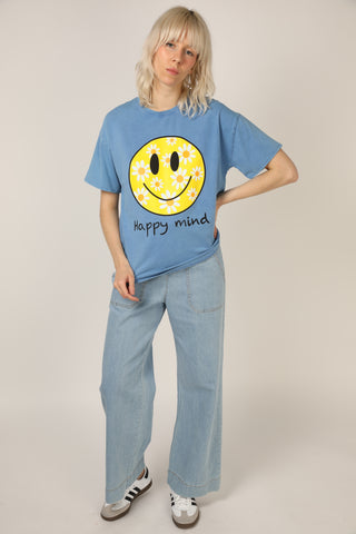 T-shirt délavé Smiley col rond