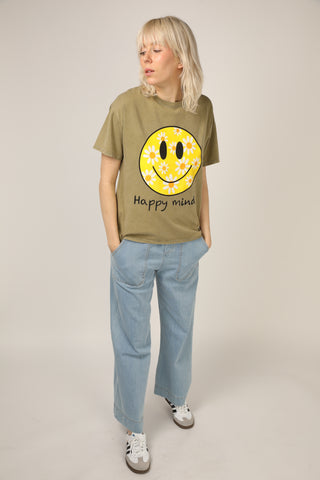 T-shirt délavé Smiley col rond