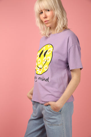 T-shirt délavé Smiley col rond