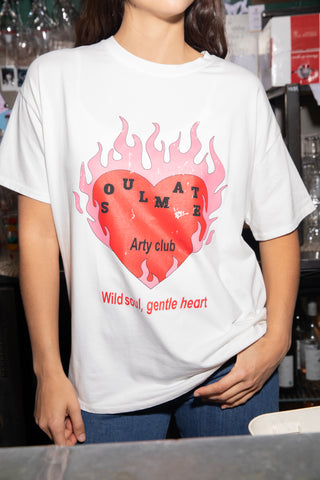 T-shirt délavé Love Soulmate col rond