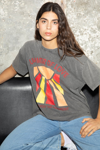 T-shirt délavé Summer Of Love col rond