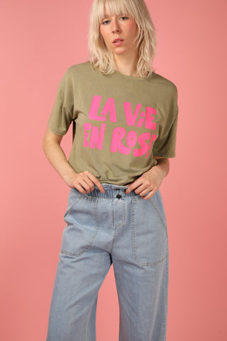 T-shirt délavé La Vie En Rose col rond