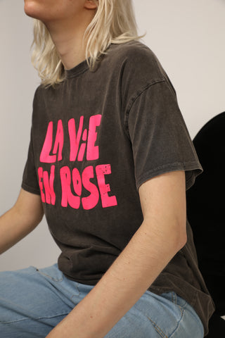 T-shirt délavé La Vie En Rose col rond