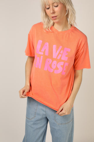 T-shirt délavé La Vie En Rose col rond
