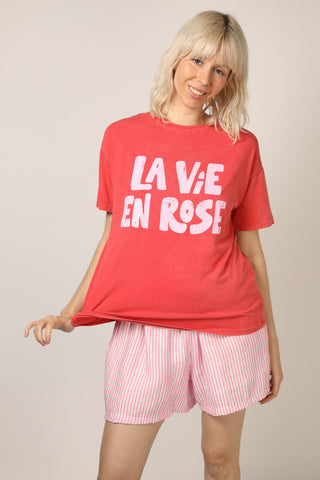 T-shirt délavé La Vie En Rose col rond