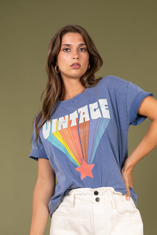 T-shirt délavé Vintage col rond