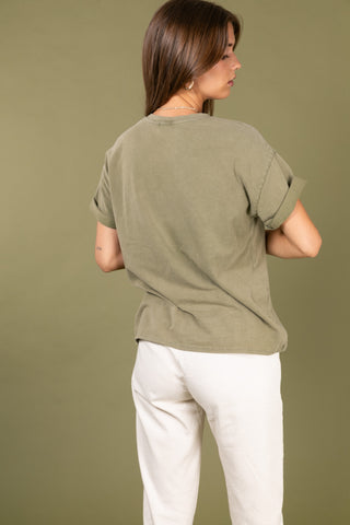 T-shirt délavé Vintage col rond