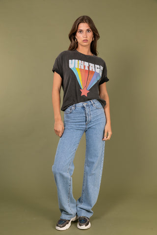T-shirt délavé Vintage col rond