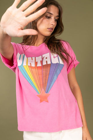 T-shirt délavé Vintage col rond