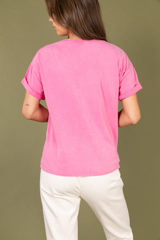 T-shirt délavé Vintage col rond