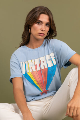 T-shirt délavé Vintage col rond