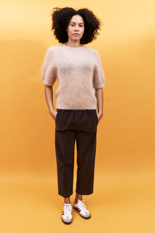 Pull doux manches courtes en Kid Mohair