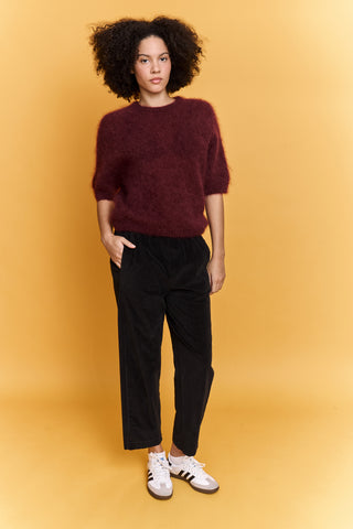 Pull doux manches courtes en Kid Mohair