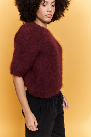 Pull doux manches courtes en Kid Mohair