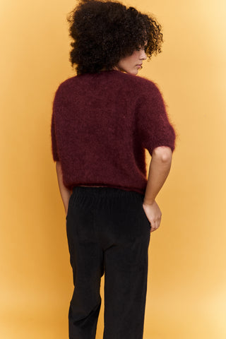 Pull doux manches courtes en Kid Mohair