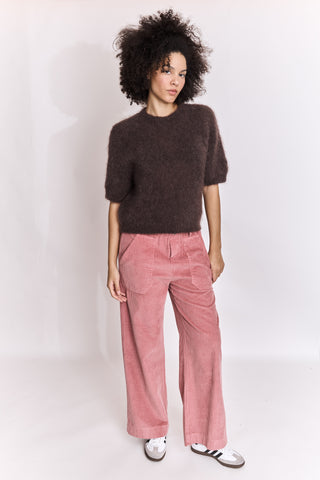 Pull doux manches courtes en Kid Mohair