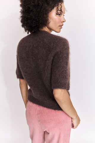 Pull doux manches courtes en Kid Mohair