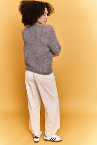 Pull doux manches courtes en Kid Mohair