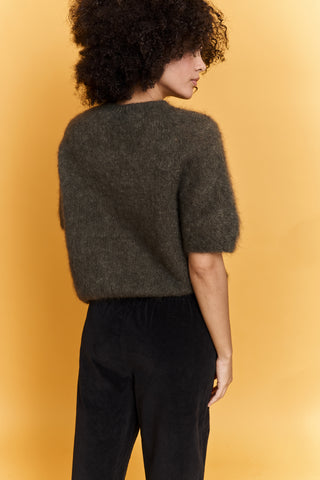 Pull doux manches courtes en Kid Mohair