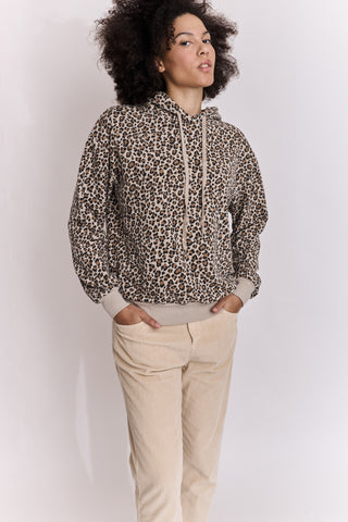 Hoodie délavé léopard