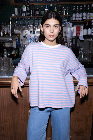 Sweatshirt rayé colorblock manches longues