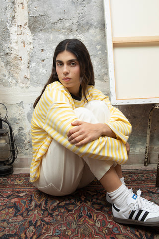 Sweatshirt rayé colorblock manches longues