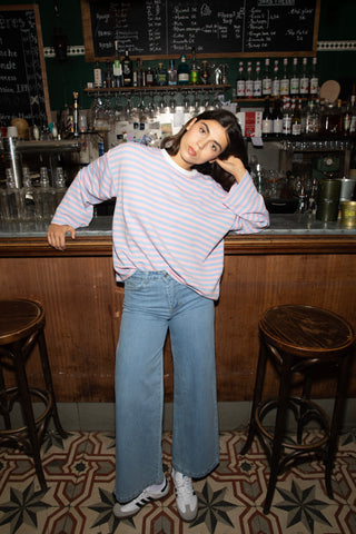 Sweatshirt rayé colorblock manches longues