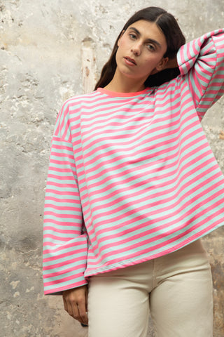 Sweatshirt rayé colorblock manches longues