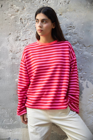 Sweatshirt rayé colorblock manches longues