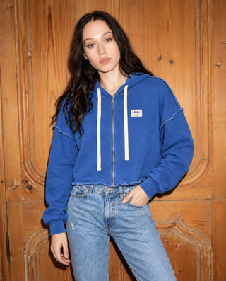 Sweatshirt délavé à capuche zippé
