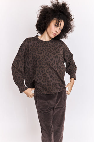 Sweatshirt loose imprimé léopard