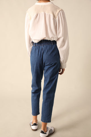 Jeans carotte taille élastiquée