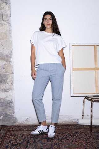 Pantalon carotte taille élastiquée