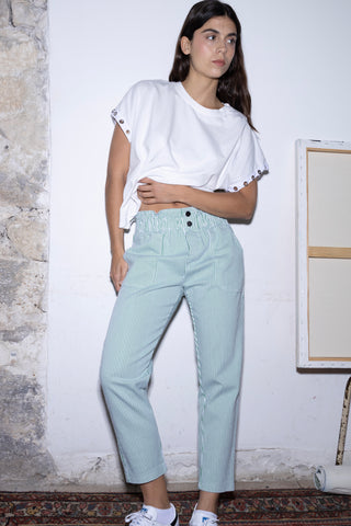 Pantalon carotte taille élastiquée