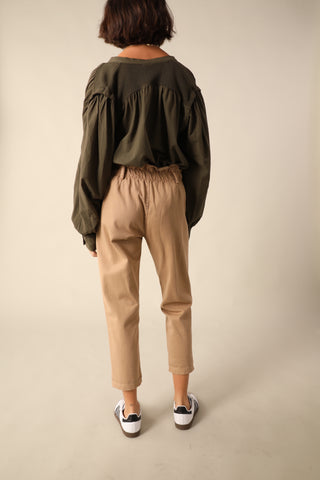 Pantalon carotte taille élastiquée