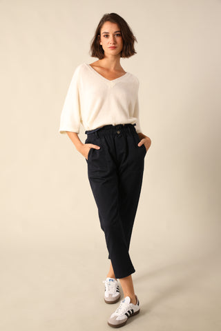 Pantalon carotte taille élastiquée