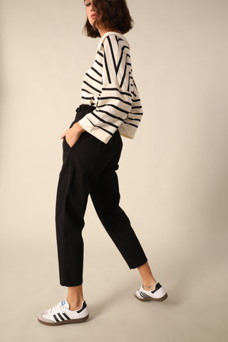 Pantalon carotte taille élastiquée