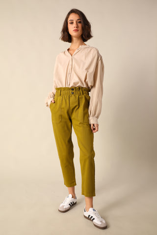 Pantalon carotte taille élastiquée